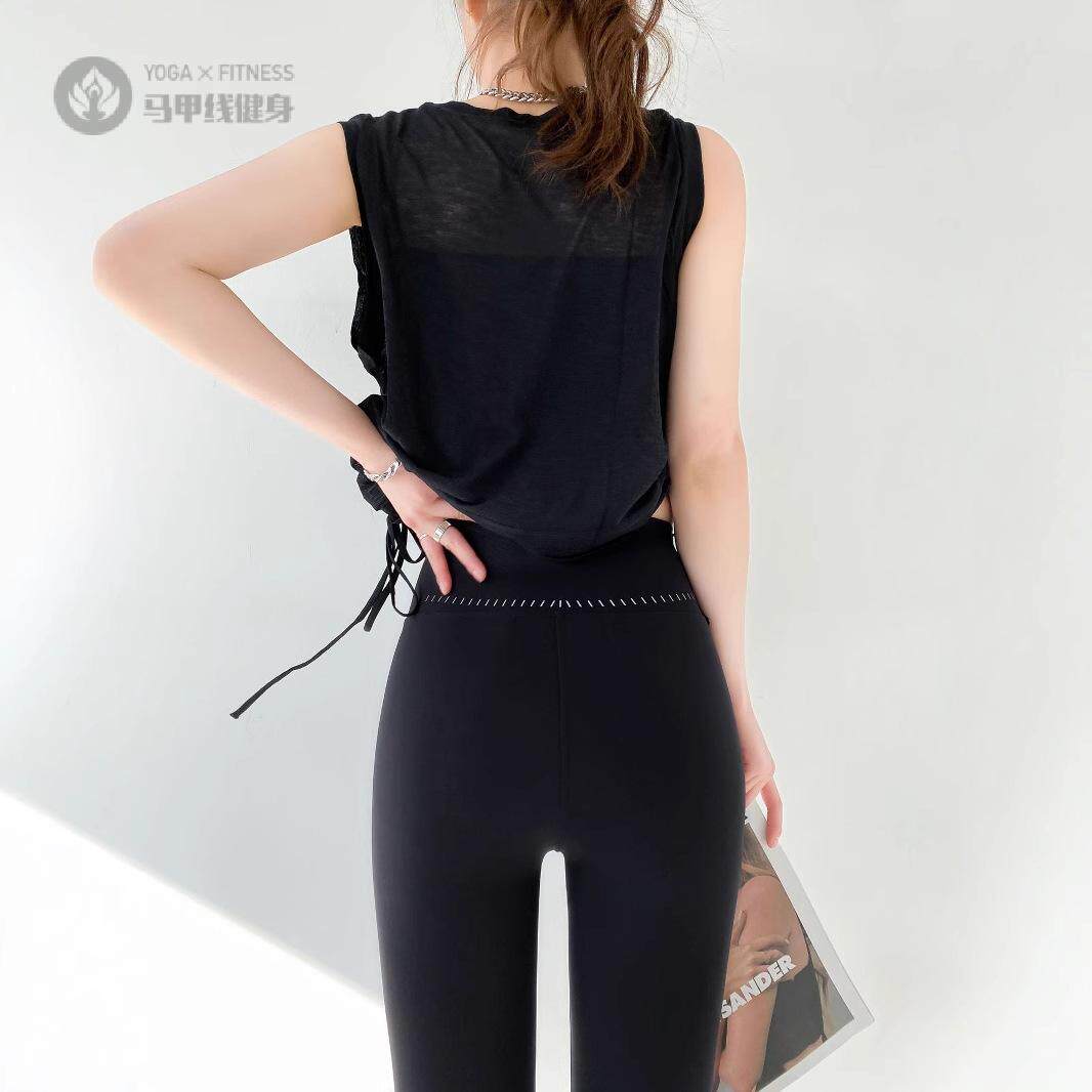 729反光字母印花瑜伽打底裤夏季薄款透气九分裤子感满满女裤