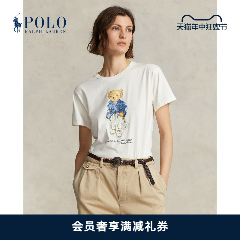 Ralph Lauren/拉夫劳伦女装 经典款Polo Bear棉质平纹针织T恤 女装/女士精品 T恤 原图主图