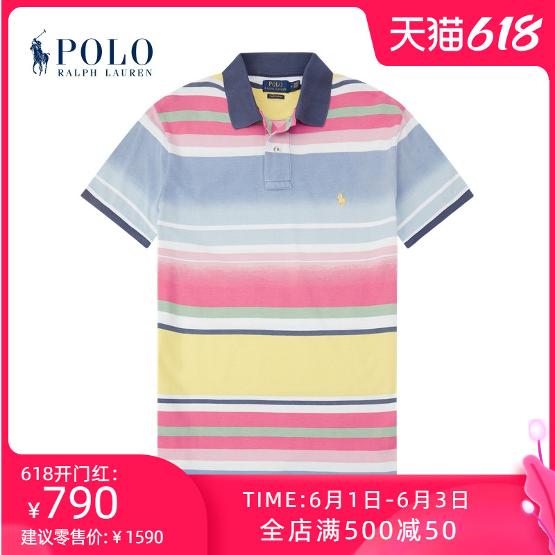 3Ralph Lauren/拉夫劳伦男装 21年夏条纹棉质网眼布Polo衫RL13633