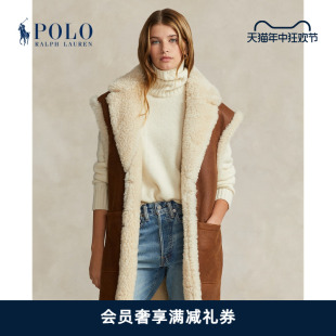 经典 Ralph Lauren 拉夫劳伦女装 两面穿羊毛革马甲RL25154 宽松版