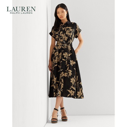 Lauren/拉夫劳伦女装 24年早春花卉图案配腰带亚麻连衣裙RL61813