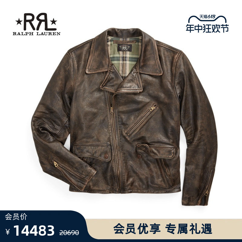 rrl男装 24年春皮革机车夹克rl93158