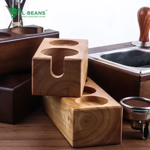 压粉垫木质收纳架底座吧台58mm手柄压粉器咖啡粉渣盒压粉座支架敲