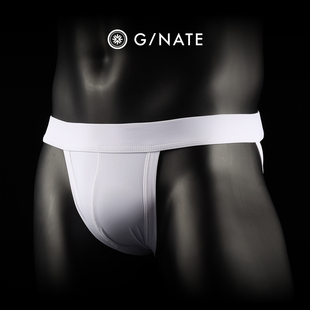 GNATE及图 冰丝低腰双丁内裤 青年潮流男士透气简约白色丁字裤
