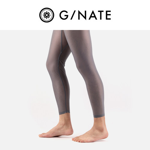 GNATE及图 男士打底裤冰丝运动健身超薄高透明性感保暖九分裤