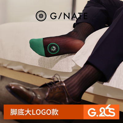 G/NATE及图【G.26S系列】正装商务丝袜男中筒黑色双条纹绿色脚尖