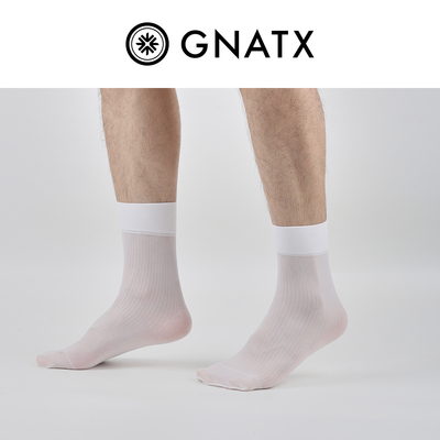 及图 5双男士丝袜短筒夏季薄款锦纶冰丝直筒条纹商务黑色正装袜子