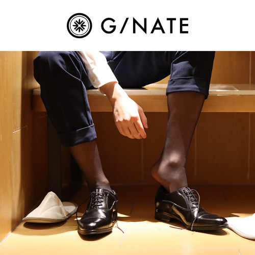 GNATE男士正装商务黑色中筒薄丝袜3双日本进口材质more品质黑丝袜