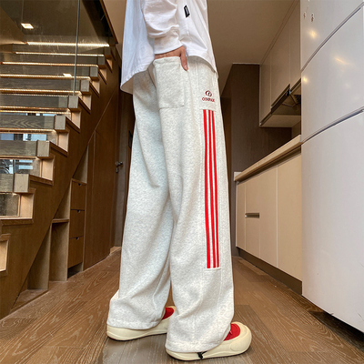 高街垂感加绒卫裤男款秋冬季