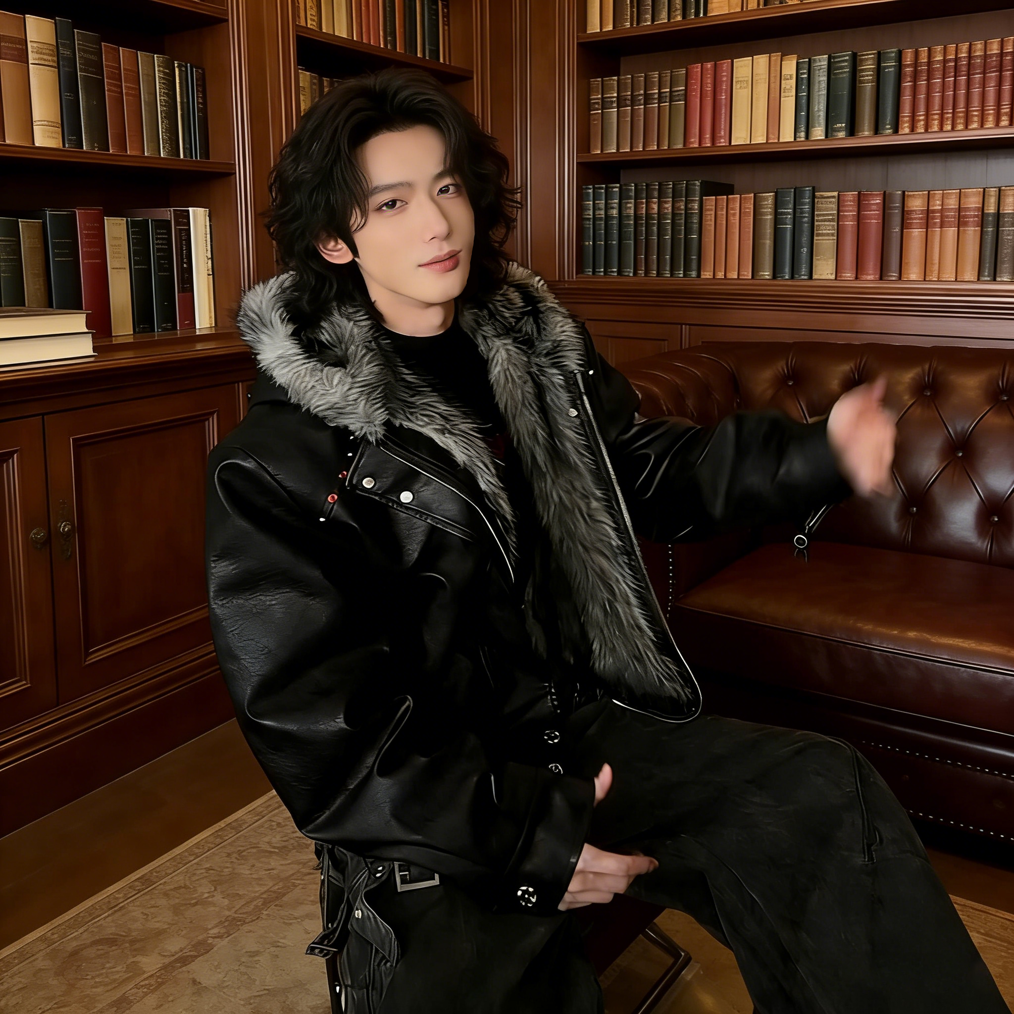 美式黑色连帽皮衣外套棉服男秋冬季加绒加厚痞帅毛领棉衣夹克短款