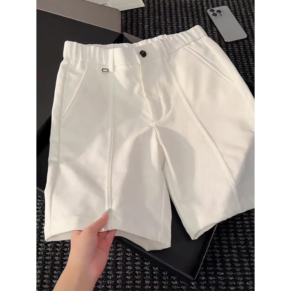 白色夏季男西装中线宽松短裤图片