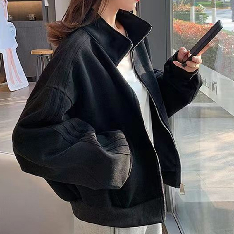 短款运动外套女2025新款秋冬小个子夹克开衫慵懒风棒球服上衣女