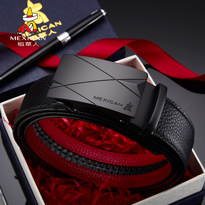 稻草人皮带男真皮头层纯牛皮自动扣裤带潮流2026新款年轻人本命年