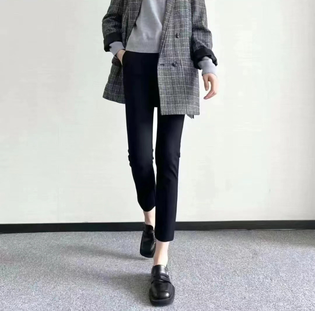 正品哥家新款小黑裤子2026春款职业修身铅笔裤四面弹九分裤子女