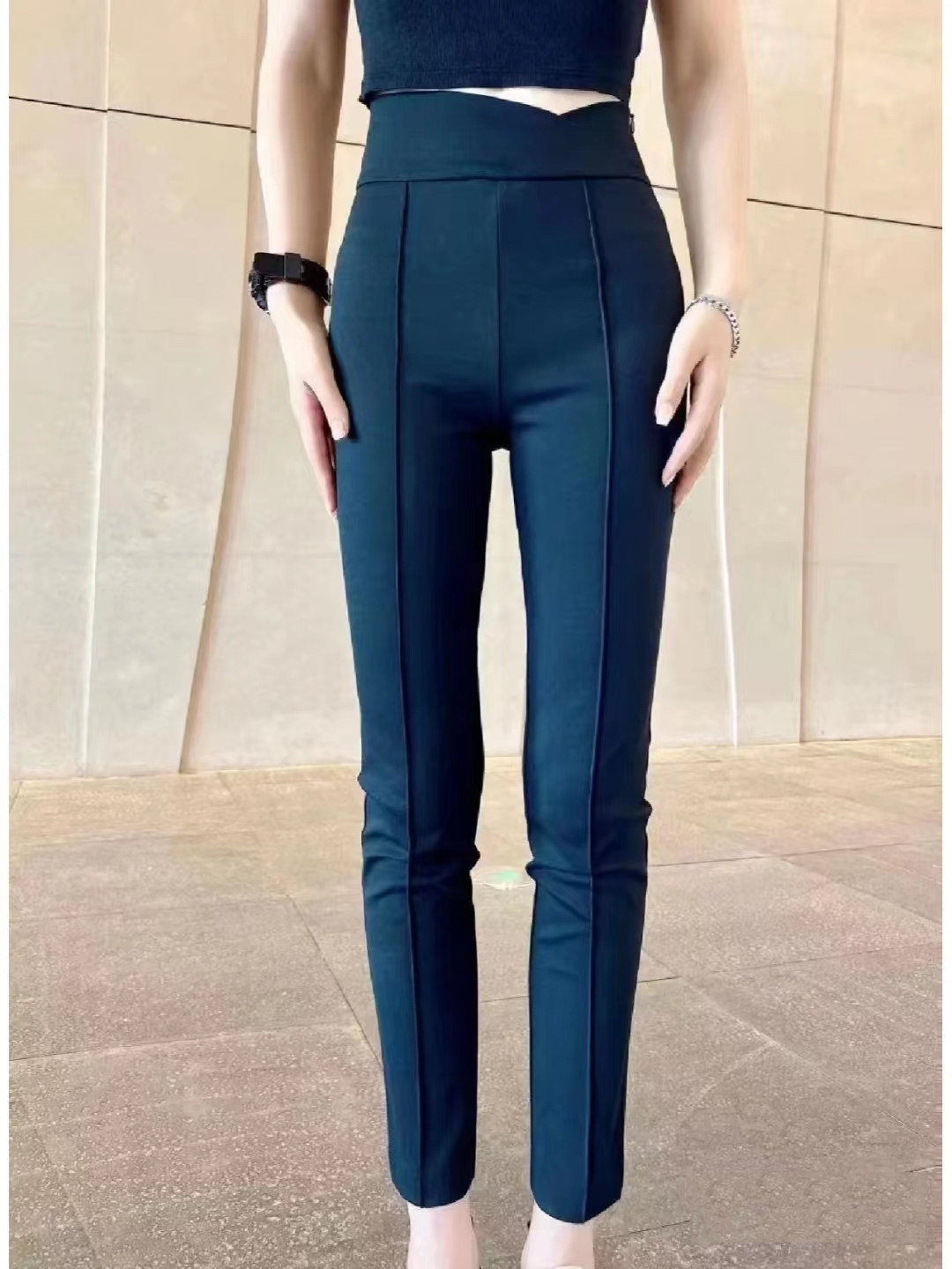 正品哥家新款2026春新款黑色高腰显瘦四面弹九分小脚裤子女铅笔裤