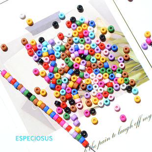 4MM彩色亚克力圆柱形散珠子diy饰品配件手工管珠米珠手链串珠隔珠