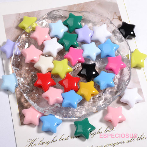 亚克力瓷彩色五角星珠子大孔隔珠