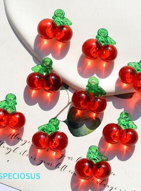 透明红色亚克力仿真立体樱桃吊坠diy饰品配件手机绳挂饰项链挂件