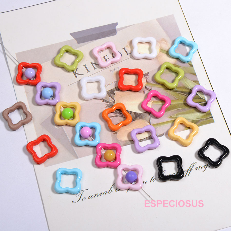 彩色镂空四叶草珠子套珠项链隔珠