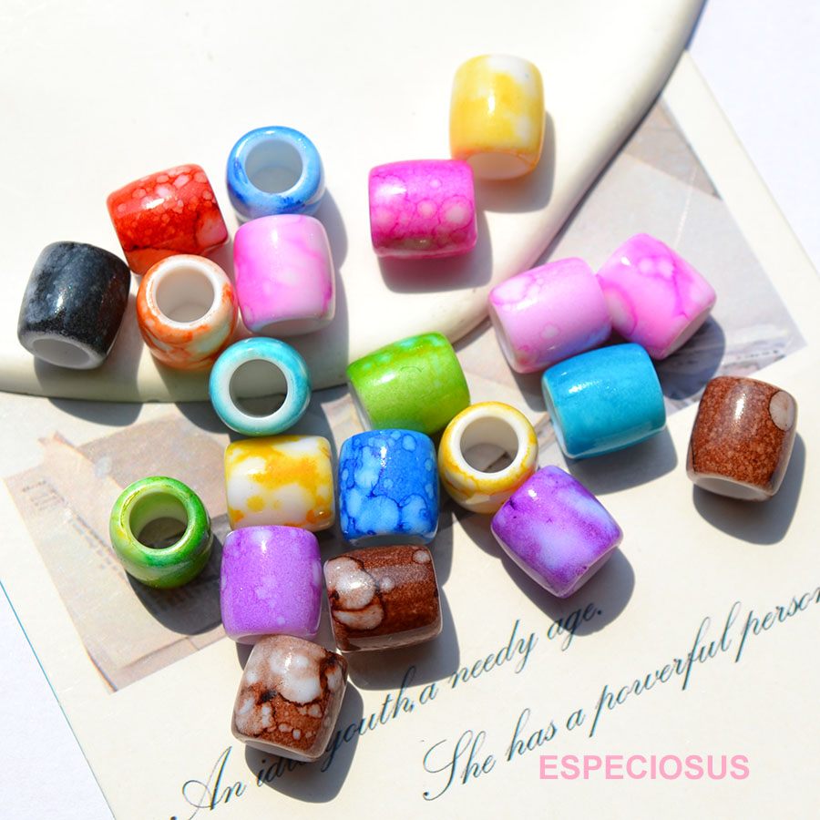 亚克力彩绘仿瓷大孔珠子桶珠隔珠