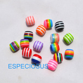 DIY饰品配件毛衣链串珠材料12MM大孔圆珠珠子彩色树脂条纹珠50个