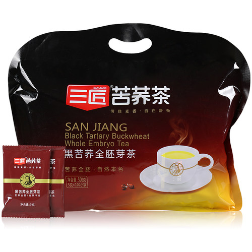 三匠黑苦荞全胚芽茶500g袋装四川大凉山特产正品苦荞浓香荞麦茶叶 - 封面