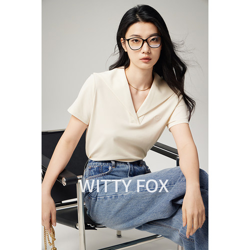 WITTYFOX索罗纳海军领短袖T恤