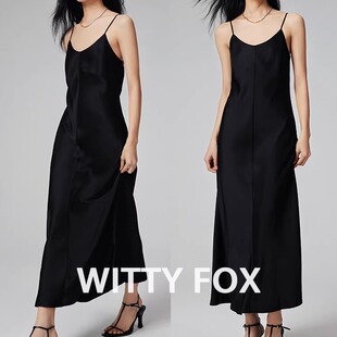 WITTYFOX真丝桑蚕丝连衣裙半身裙A字裙重磅升级6A级40姆米缎面