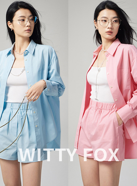 博主同款意大利水洗棉宽松廓形衬衫女长袖防晒衬衣套装