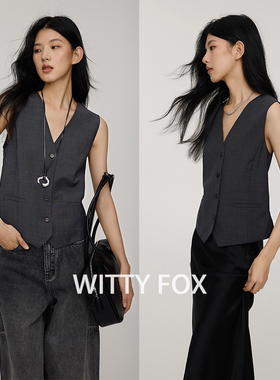 WITTY FOX 初剪羊毛老钱风西装马甲叠穿背心阔腿西裤套装