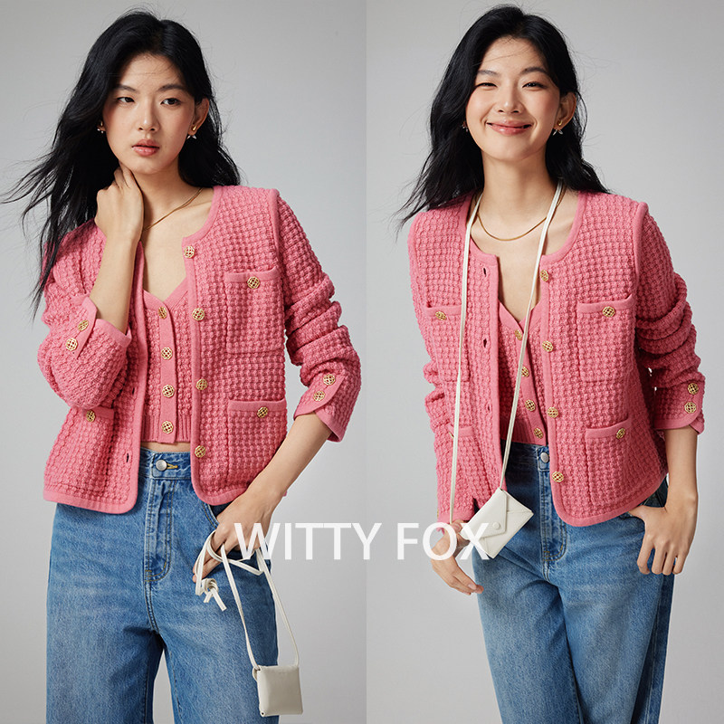 WITTYFOX时髦小香针织开衫两件套