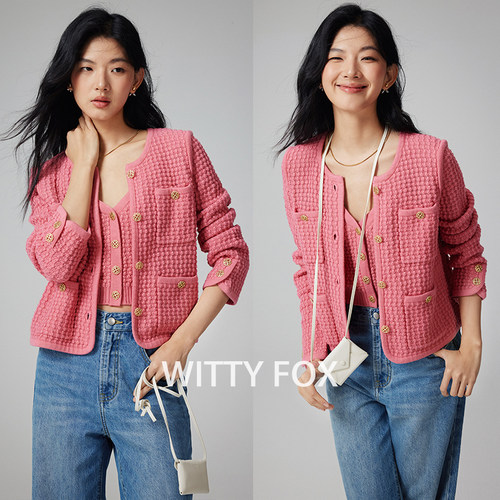 WITTYFOX时髦小香针织开衫两件套