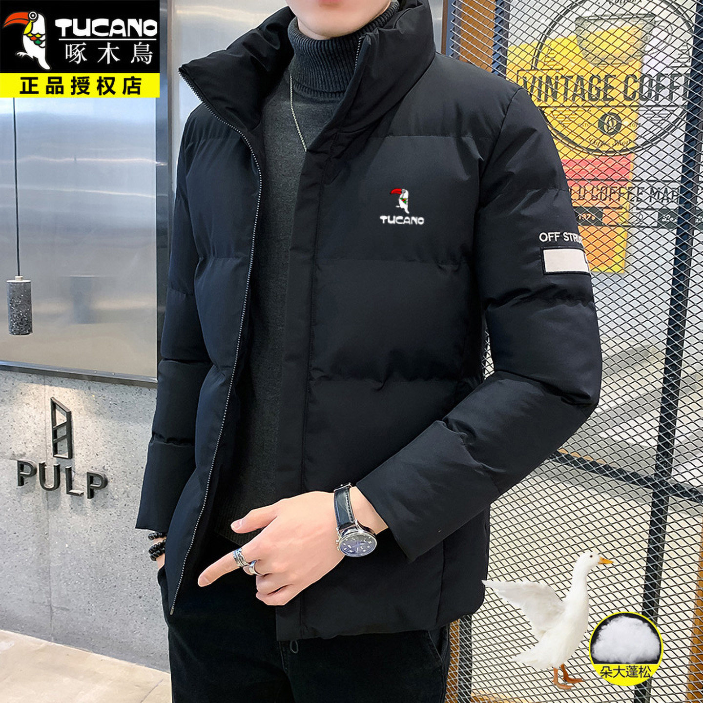 啄木鸟棉衣男潮流新款保暖羽绒棉服棉袄冬天外套中青年立领加厚