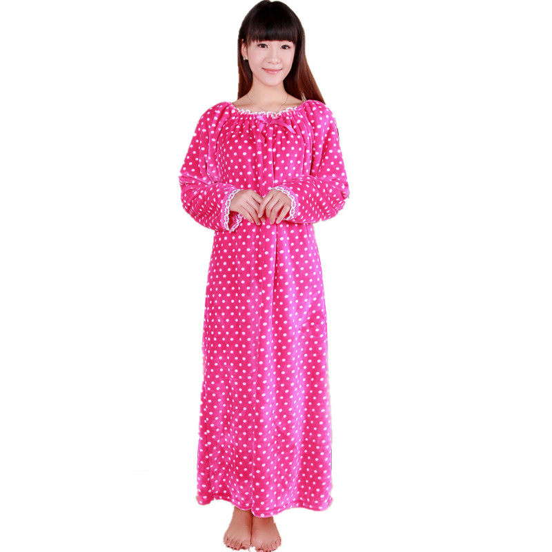 AUTUMN WINTER PLUS SIZE FLANNEL CORAL VELVET LONG SLEEVE EXTRA LONG LENGTH NIGHTDRESS DRESSES DRESSGOWNS FAT MM PREGNANT LOOSE PAJAMAS LOUNGEWEAR