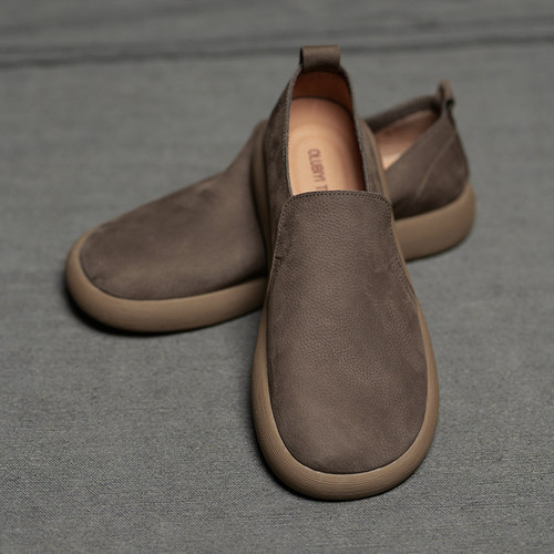 新款真皮懒人鞋平底乐福鞋