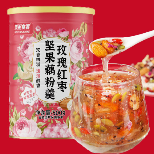 美粥食客玫瑰红枣坚果藕粉羹早餐