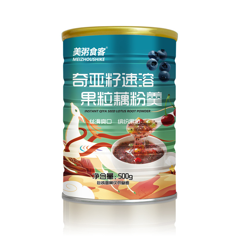 奇亚籽速溶果粒藕粉罐装美粥食客