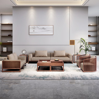 新中式沙发现代简约禅意中式客厅大小户型别墅酒店万物胡桃木家具