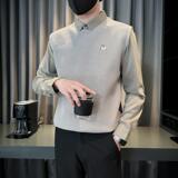 2025新款高端店主风假两件针织衫翻领气质男士打底衫4505P88，男装T恤，星座615（原A358-1）
