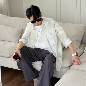 2025新款男士百搭休闲短袖衬衫潮流半袖9988 P55图片