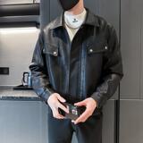 2025新款店主风加绒pu皮夹克男士潮流翻领外套7807P135，男装夹克，星座615（原A358-1）