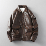 2025秋冬新款男士皮衣潮牌百搭帅气皮外套6154常规P140加绒P160，男装皮衣，星座615（原A358-1）