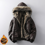 2025新款毛领皮衣男加绒加厚连帽皮夹克外套保暖6166P200，男装夹克，星座615（原A358-1）
