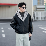 新款美式皮衣复古连帽双面穿皮衣男加厚黑色外套冬季8818P200，男装皮衣，星座615（原A358-1）