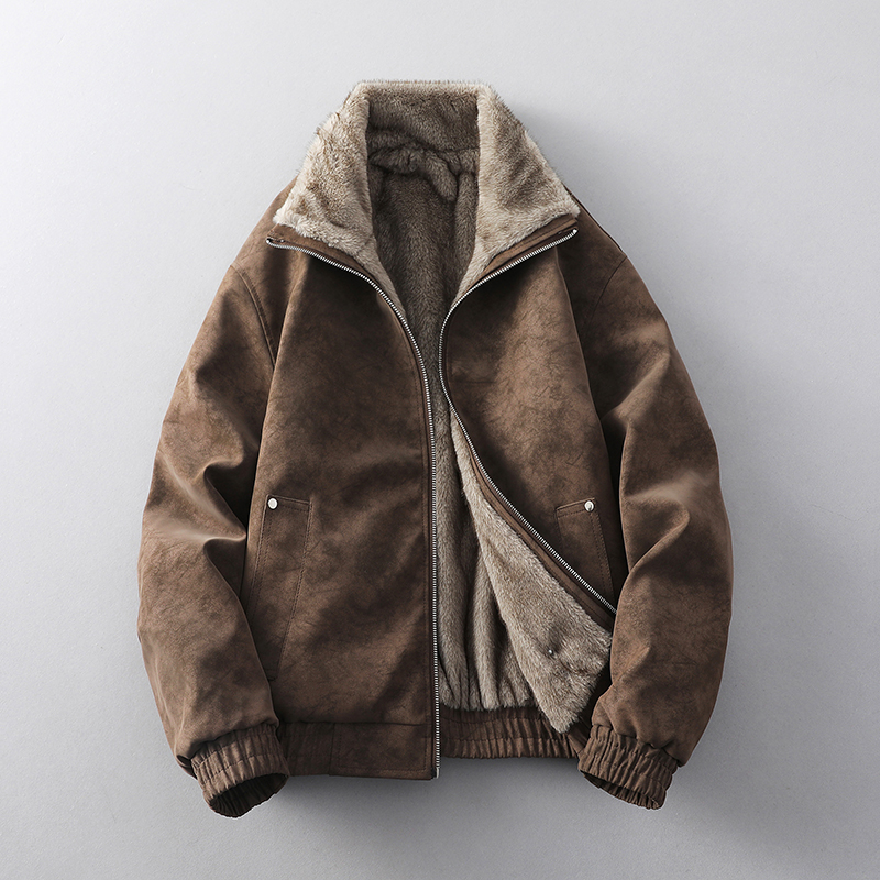 2025新款百搭复古两面穿皮夹克外套男加绒保暖宽松夹克6919P140，男装夹克，星座615（原A358-1）
