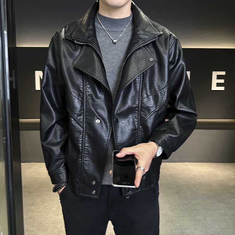 2025春秋季新款潮流店主风宽松外套高端双领皮衣8812P138，男装皮衣，星座615（原A358-1）