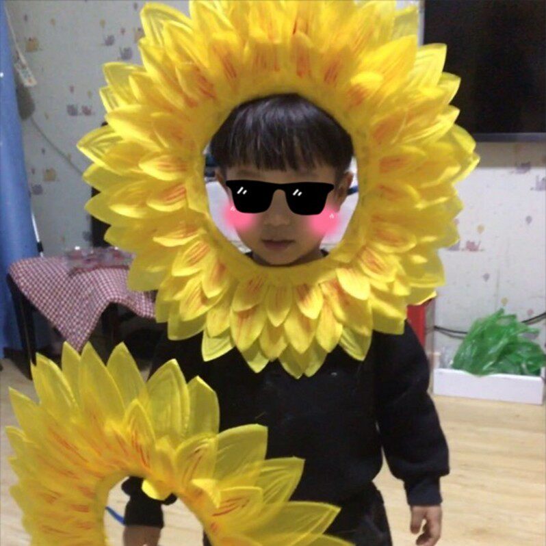 圣诞节服饰向日葵帽向日葵头套太阳花帽道具演出表演派对化妆舞会