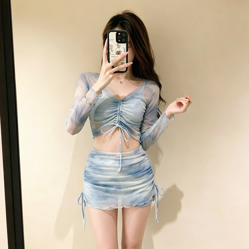 绝美晕染高级感遮肚显瘦保守平角裤2026新款分体泳衣女夏成人微胖图片