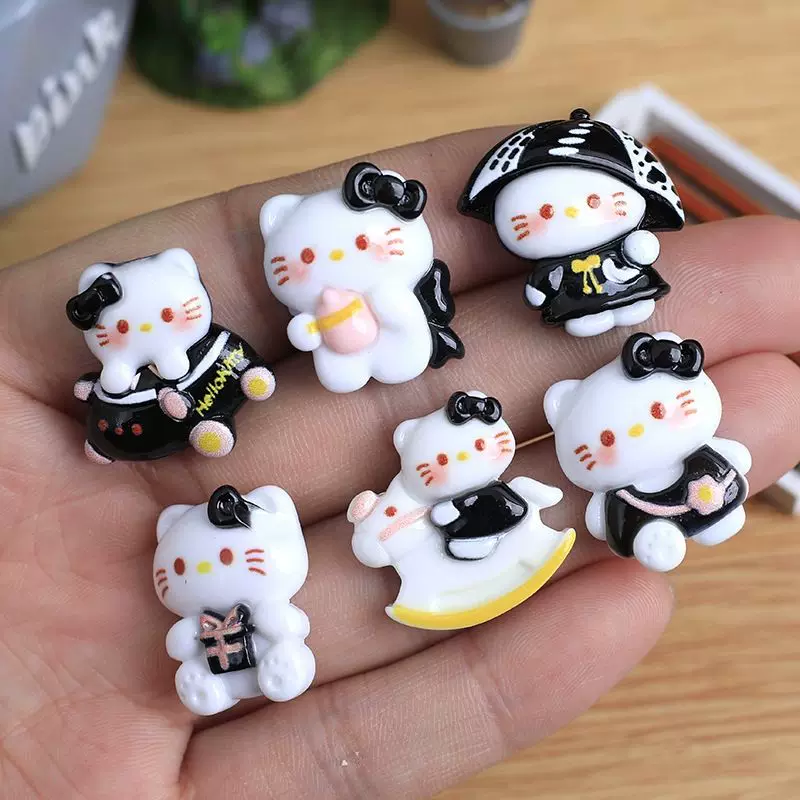 亮面黑色卡通猫咪盲袋diy奶油手机壳树脂配件发夹头绳饰品手工,模玩/动漫/周边/娃圈三坑/桌游,手办/手办景品,淘宝优惠券,粉丝福利购,淘宝优惠卷