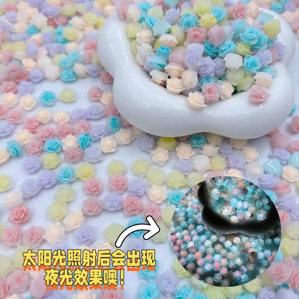 玫瑰花夜光花朵diy手工发饰发夹材料配件饰品美甲饰品